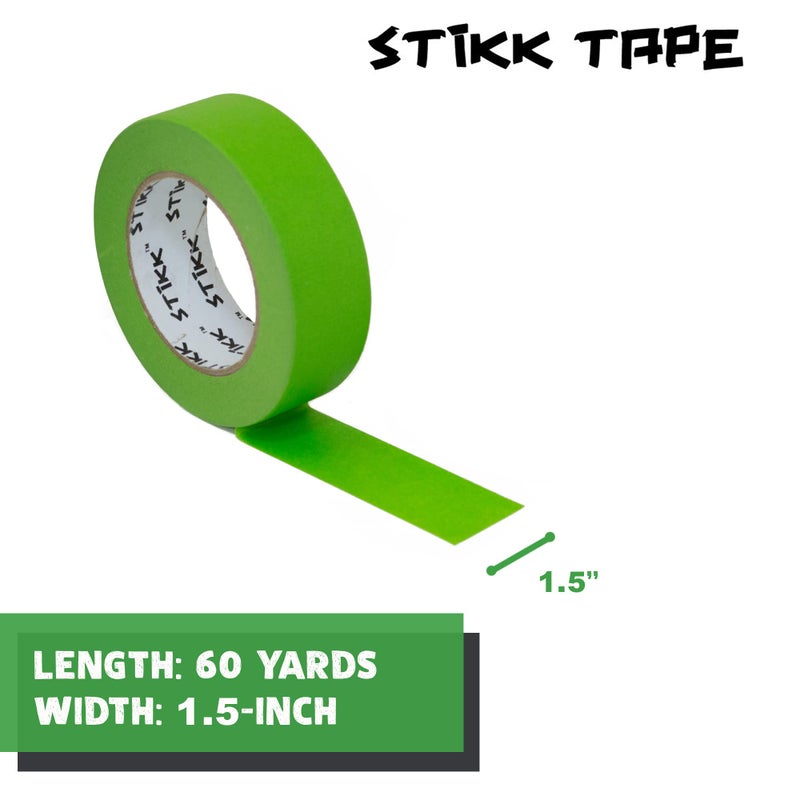 STIKK Painters Tape - 5pk Green Painter Tape - 1.5 inch x 60 Yards - Paint Tape for Painting, Edges, Trim, Ceilings - Masking Tape for DIY Paint Projects - Residue-Free Painting Tape - Image 2